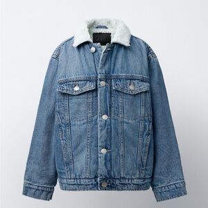 New Zara Oversized Sherpa Denim Jacket